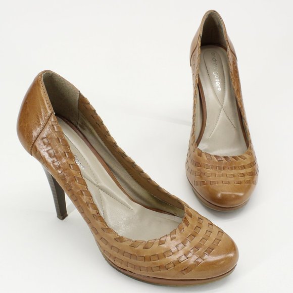 Andrew Geller Shoes - Andrew Geller Tan Leather Knot Heels